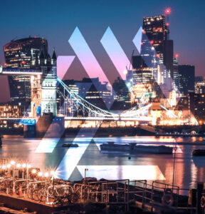 City Skyline with bridge, river and boats