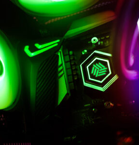 Close up of the inside of a computer