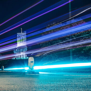 Light trails of traffic at night