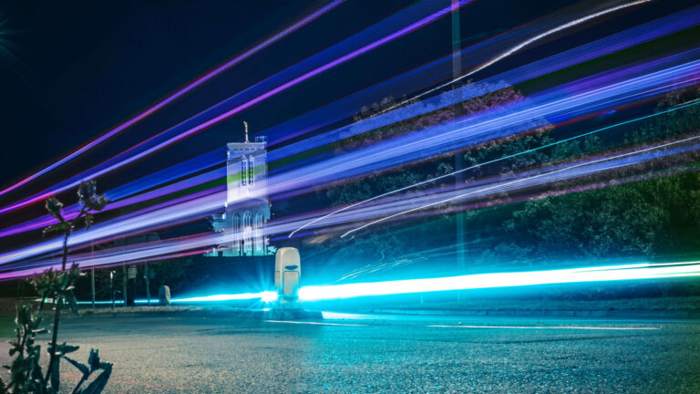 Light trails of traffic at night