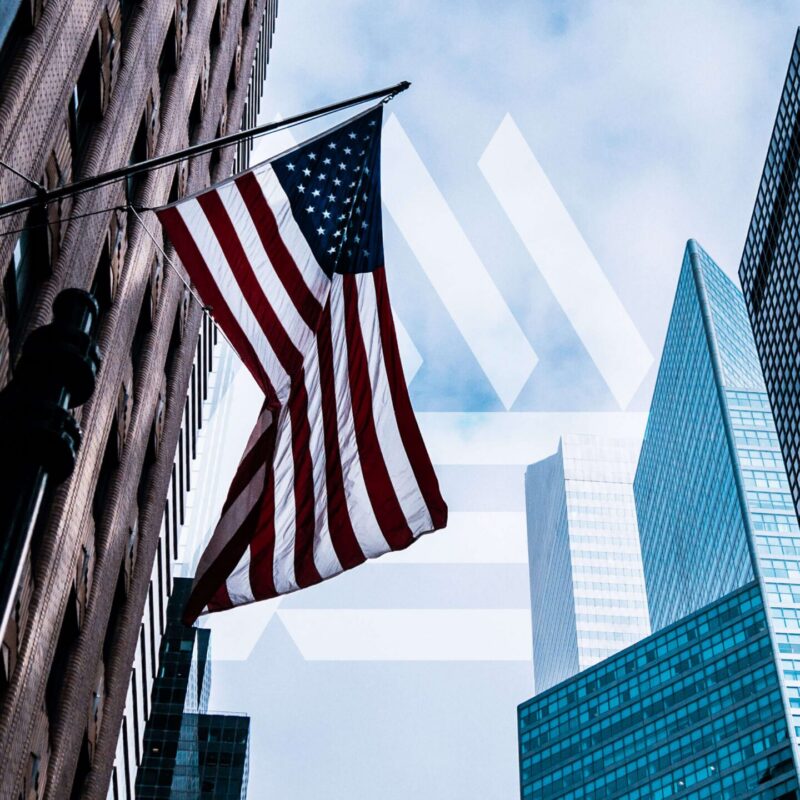 USA flag on side of building