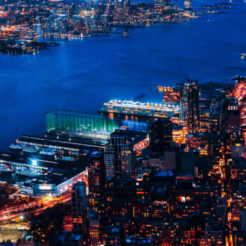 City scape from the sky at night time