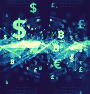 Financial technology concept. Block chain.