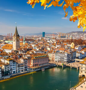 Downtown of Zurich at sunny day