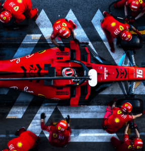 Aerial view of F1 car