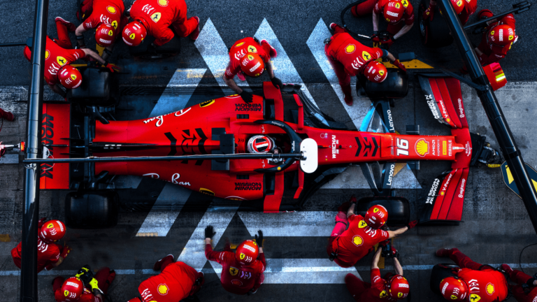 Aerial view of F1 car